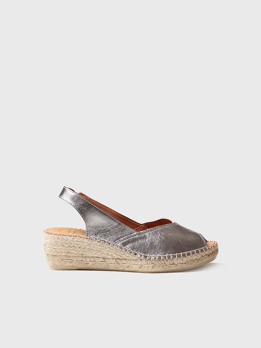 Alpargata peep toe con cuña en cuero | BERNIA-P