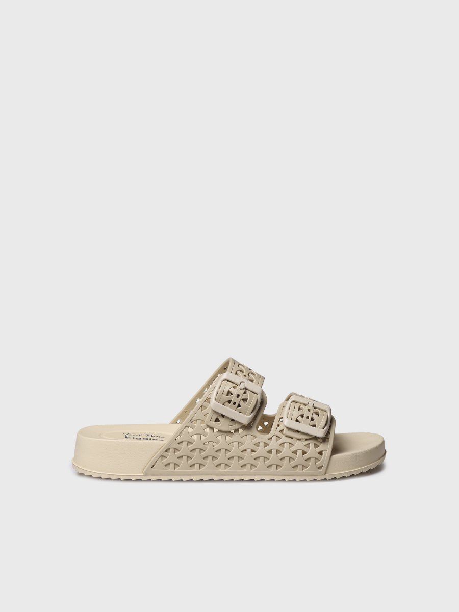 Sandalias planas de mujer en goma troquelada | CATANIA